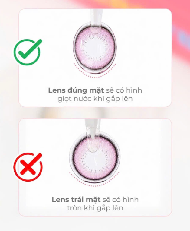 Hình ảnh minh họa cách phân biệt mặt trái - phải của lens bằng nhíp